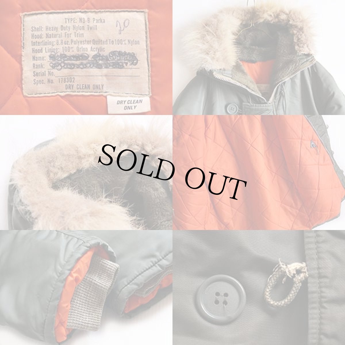 画像3: 70s 民間 N-3Bタイプ フライトジャケット リアルファー (3)