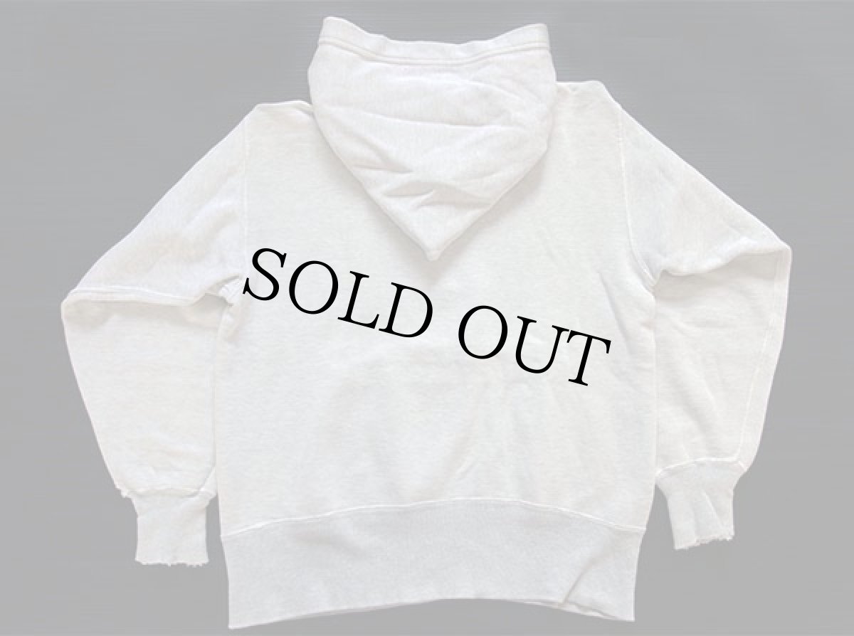 画像2: 50s MILLIE'S 染み込みプリント ツートン コットン スウェットパーカー 杢ライトグレー (2)