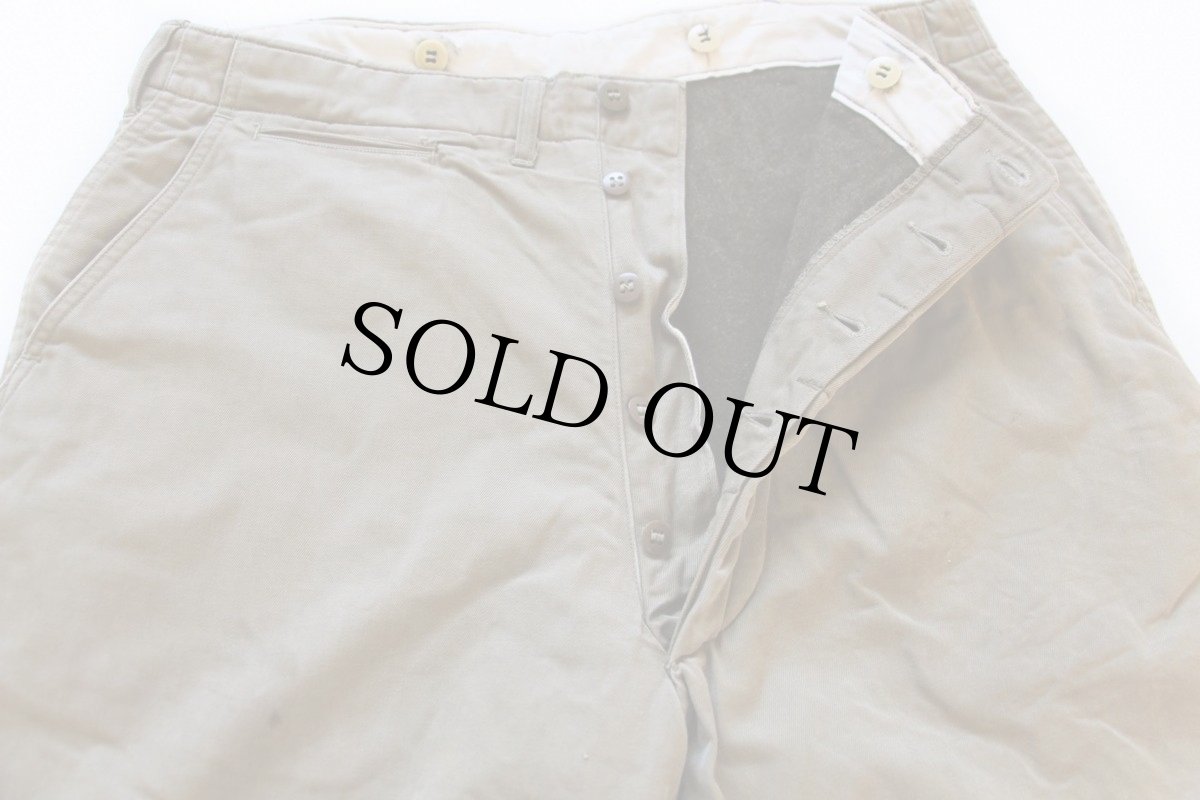 画像2: 40s 米軍 U.S.ARMY ウールライナー ダブルステッチ コットン チノパン カーキ w36 L32 (2)