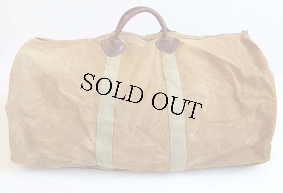 画像2: 60s L.L.Bean 筆記体タグ レザーハンドル キャンバス ダッフルバッグ カーキ (2)