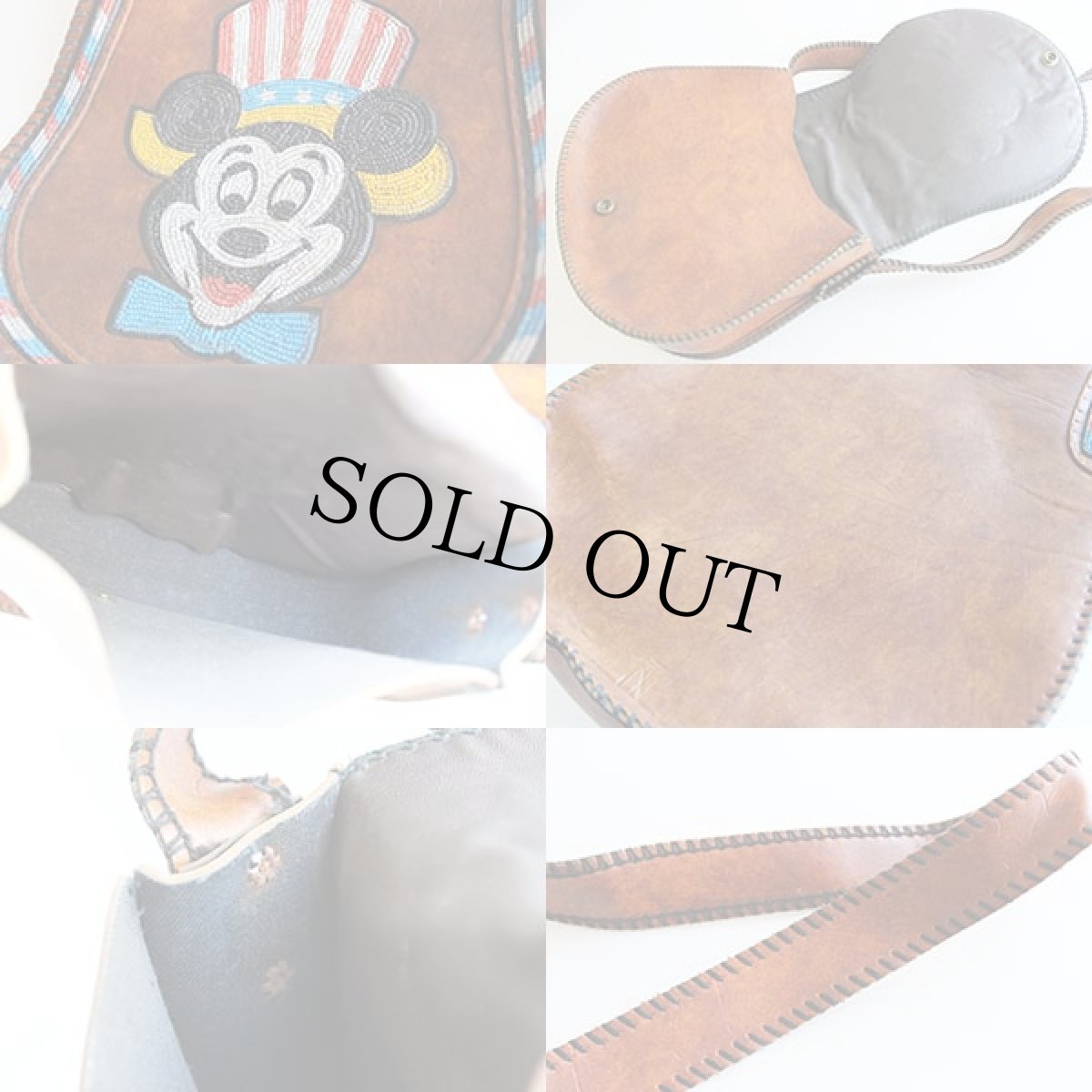 画像3: 70s ミッキー マウス ペイント フェイクレザー ショルダーバッグ 茶 (3)