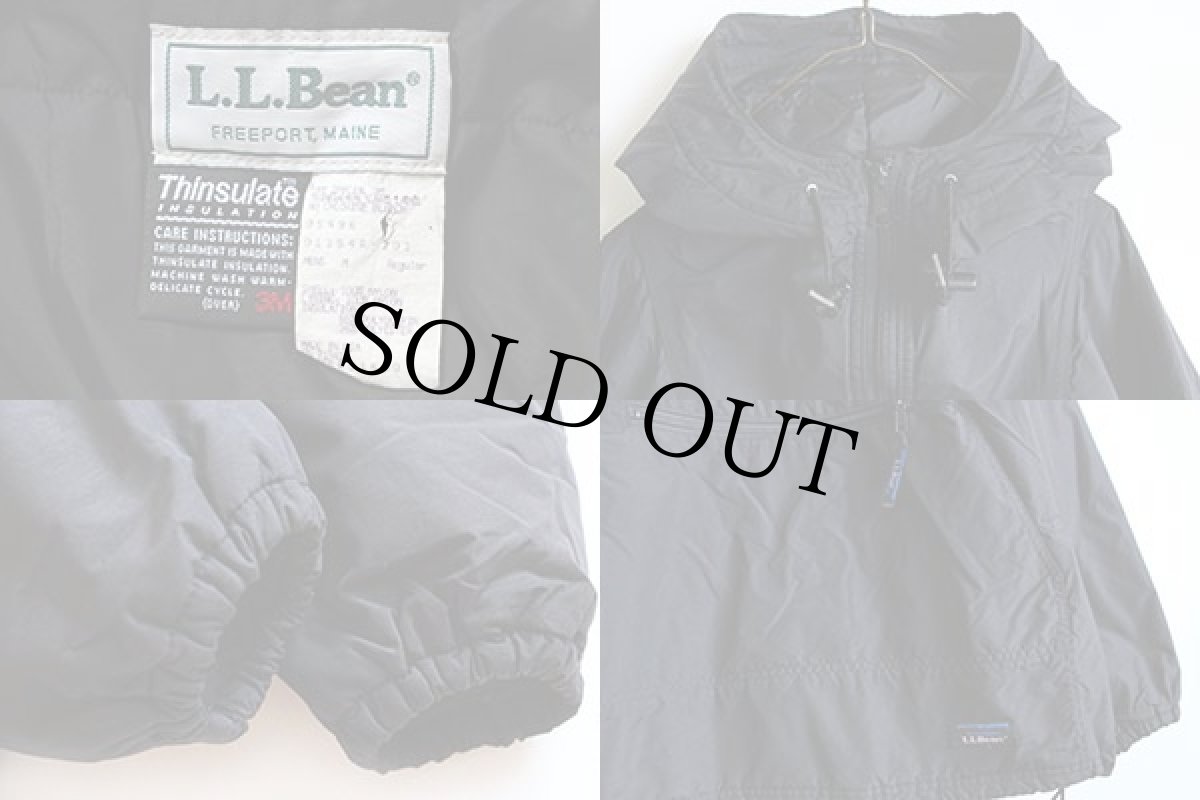 画像3: 90s USA製 L.L.Bean Thinsulate 中綿入り ナイロン アノラックパーカー 黒 M (3)
