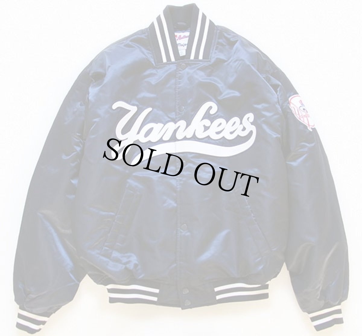 画像1: 90s Majestic MLB New York Yankees ニューヨーク ヤンキース ナイロンスタジャン 紺 L (1)