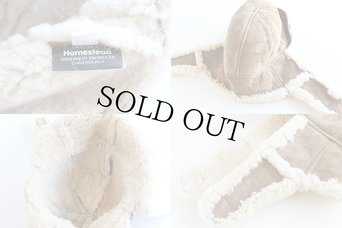 画像3: Homestead 耳当て付き シープスキン リアル ムートンキャップ 茶 L★フライト (3)