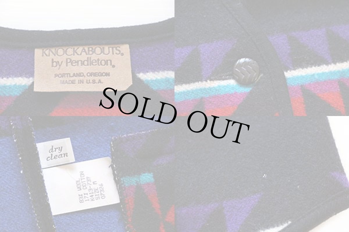 画像4: 90s USA製 KNOCKABOUTS By PENDLETONペンドルトン ネイティブ柄 ウール ラグベスト M (4)