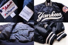 画像3: 90s Majestic MLB New York Yankees ニューヨーク ヤンキース ナイロンスタジャン 紺 L (3)