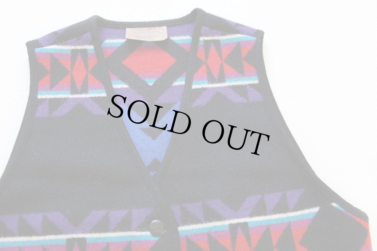 画像3: 90s USA製 KNOCKABOUTS By PENDLETONペンドルトン ネイティブ柄 ウール ラグベスト M (3)