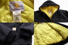 画像3: 90s USA製 carharttカーハート キルティングライナー ダック地 アクティブジャケット パーカー 黒 L (3)