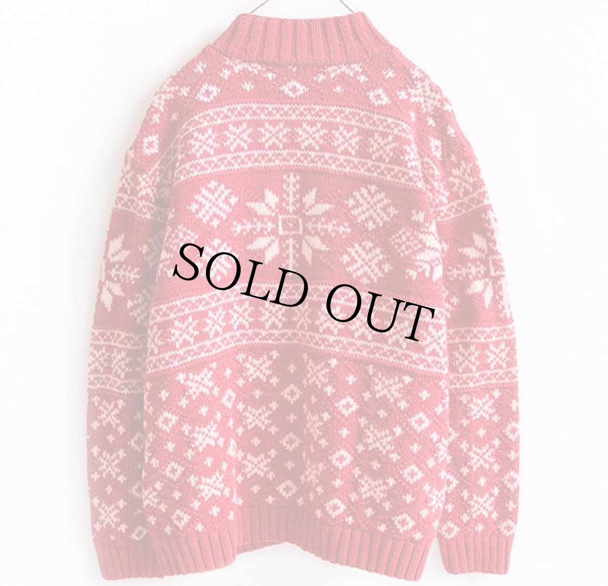 画像2: 00s LAUREN ラルフローレン 雪柄 ハイネック コットン ハンドニット セーター L (2)