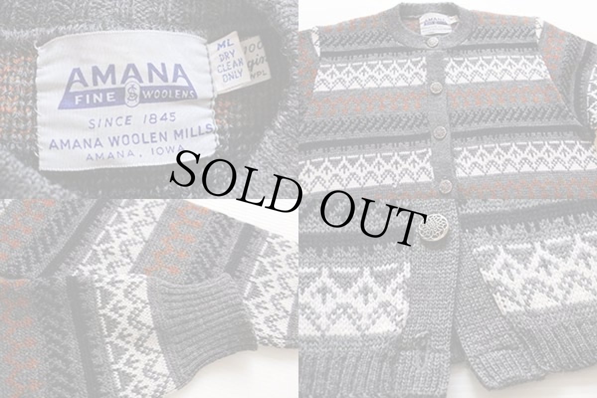 画像3: 60s AMANA ノルディック柄 ウールニット カーディガン ML (3)