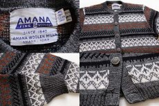 画像3: 60s AMANA ノルディック柄 ウールニット カーディガン ML (3)