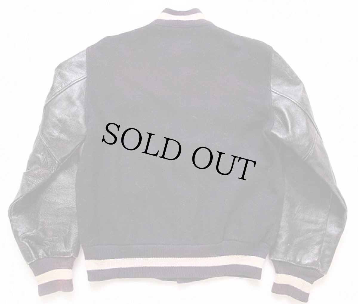 画像2: 60s BUTWINバトウィン メルトン ウール 袖革スタジャン 紫×黒 38 (2)