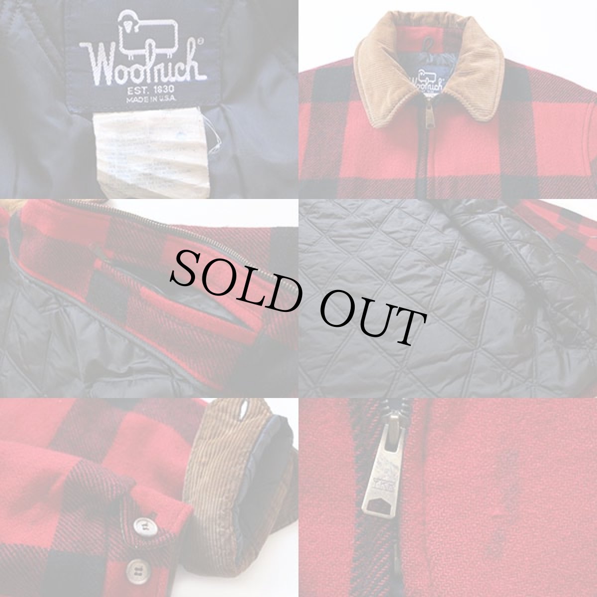 画像3: 80s USA製 Woolrichウールリッチ バッファローチェック キルティングライナー ウールジャケット 赤×黒 M (3)