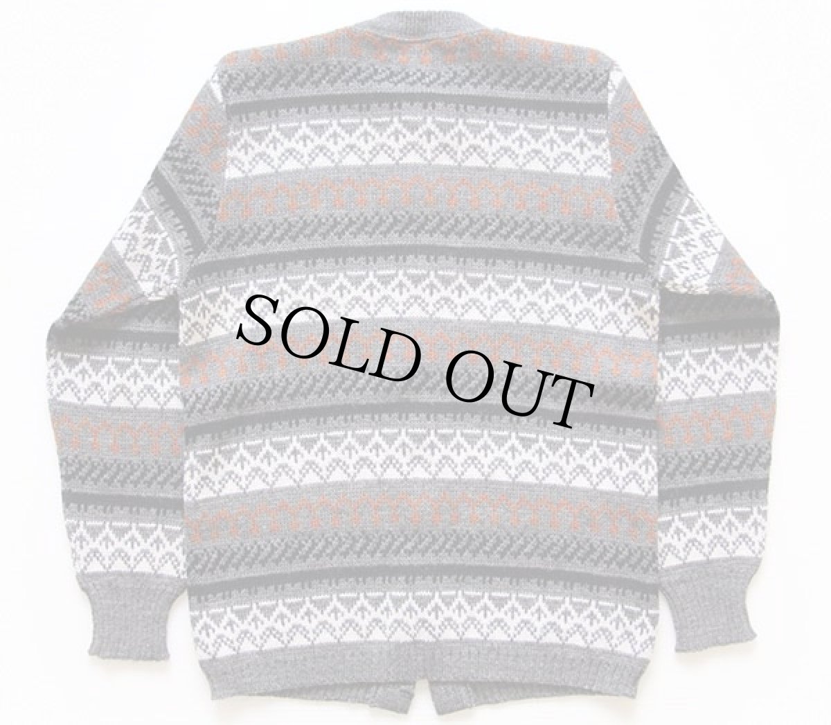 画像2: 60s AMANA ノルディック柄 ウールニット カーディガン ML (2)