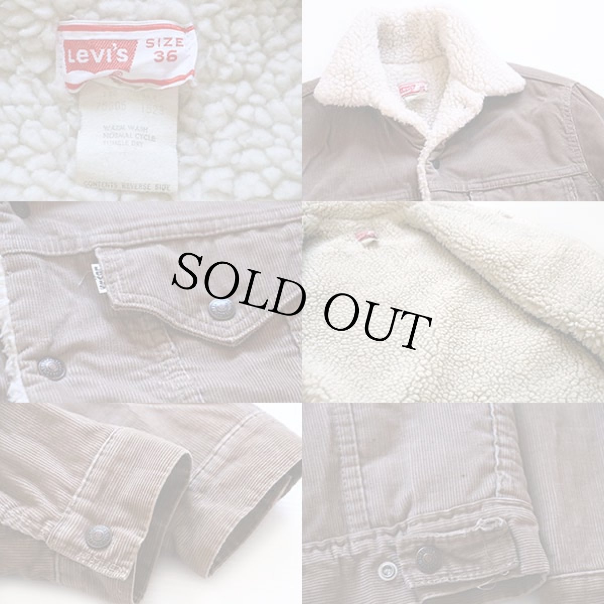 画像3: 70s USA製 Levi'sリーバイス 70605 ボアライナー コーデュロイジャケット ベージュ 36 (3)