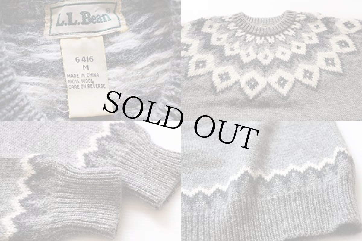 画像3: 90s L.L.Bean 丸ヨーク ノルディック柄 ウールニット セーター M (3)
