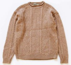 画像1: USA製 Calvin Kleinカルバンクライン ロールネック ケーブル編み ウールニット セーター キャメル M (1)
