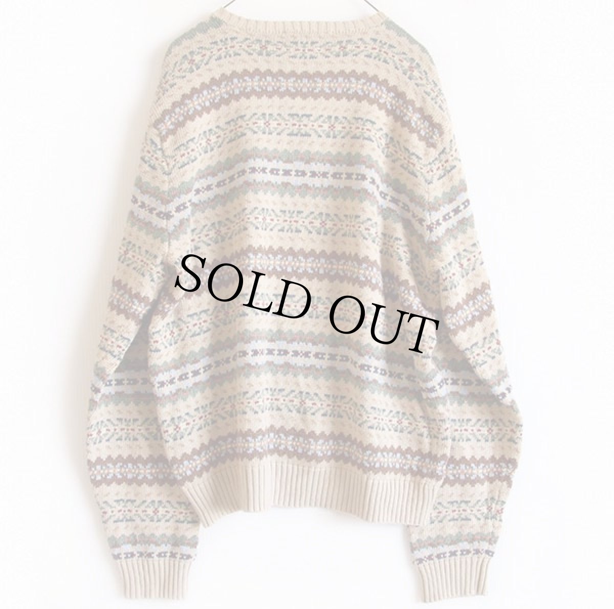 画像2: 90s ポロ ラルフローレン フェアアイル柄 ウール×リネン×コットンニット セーター L (2)