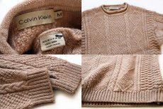 画像3: USA製 Calvin Kleinカルバンクライン ロールネック ケーブル編み ウールニット セーター キャメル M (3)