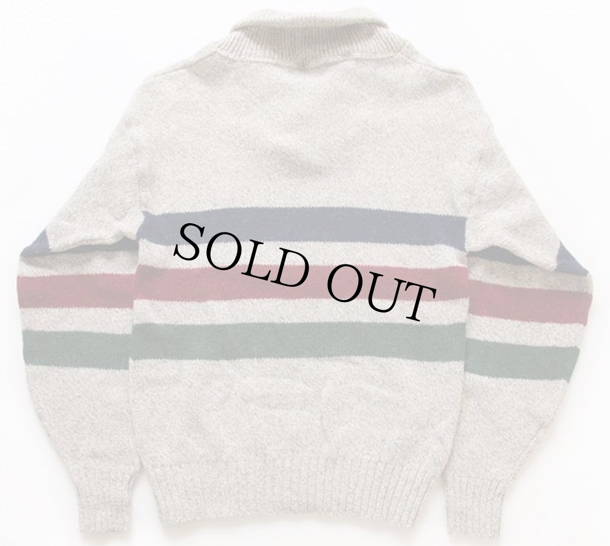 画像2: 80s USA製 EddieBauerエディーバウアー マルチボーダー ショールカラー ウールニット セーター XL (2)