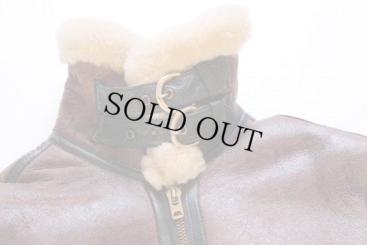 画像4: 80s USA製 BLUE DUCK B-3 ムートン フライトジャケット 焦げ茶 40 (4)