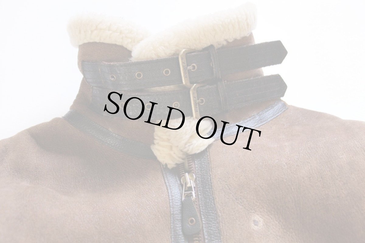 画像4: 80s USA製 AVIREXアヴィレックス B-3 ムートン フライトジャケット 焦げ茶 40 (4)