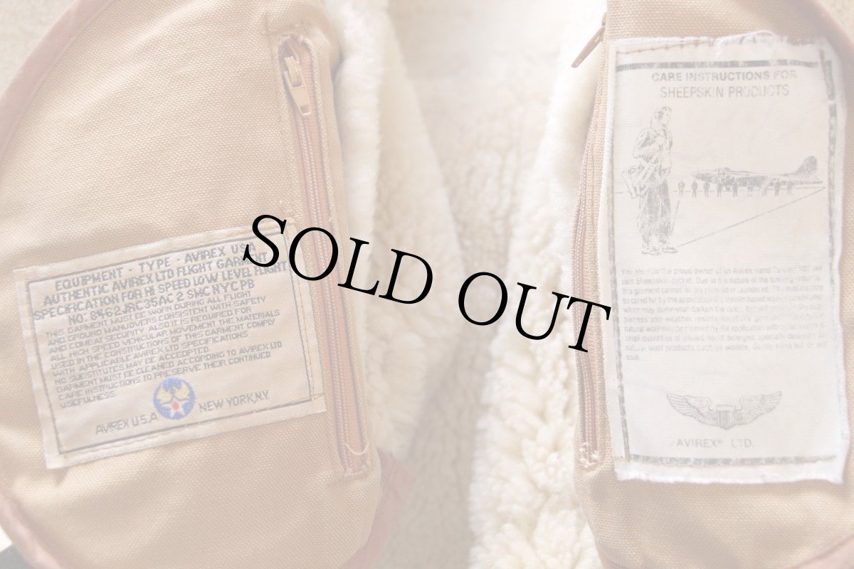 画像6: 80s USA製 AVIREXアヴィレックス B-3 ムートン フライトジャケット 焦げ茶 40 (6)