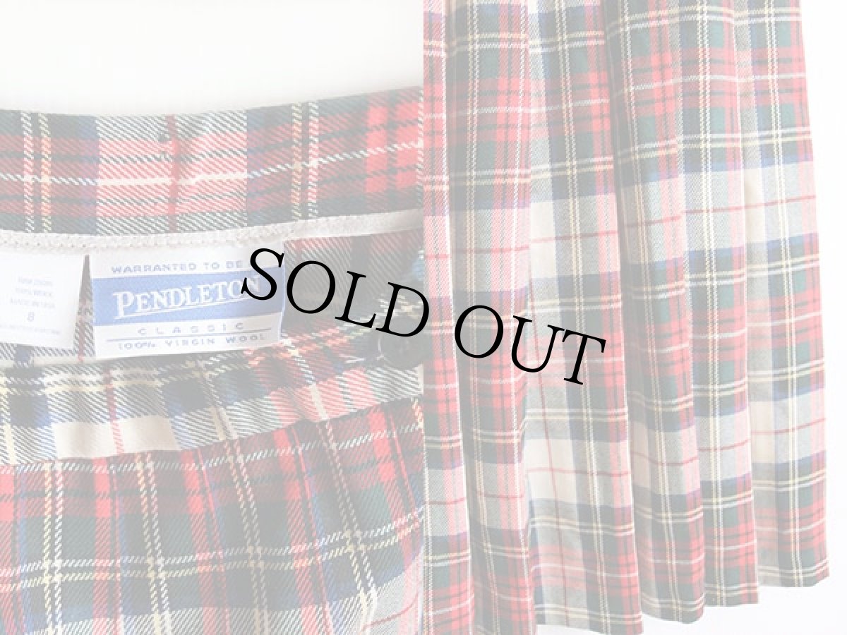 画像3: USA製 PENDLETONペンドルトン タータンチェック ウール プリーツスカート 8 (3)