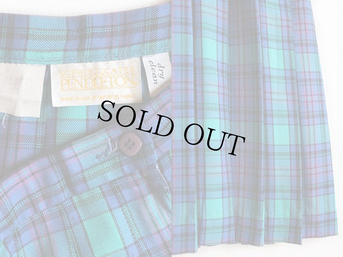 画像3: 70s USA製 PENDLETONペンドルトン チェック レーヨン プリーツスカート 12 (3)