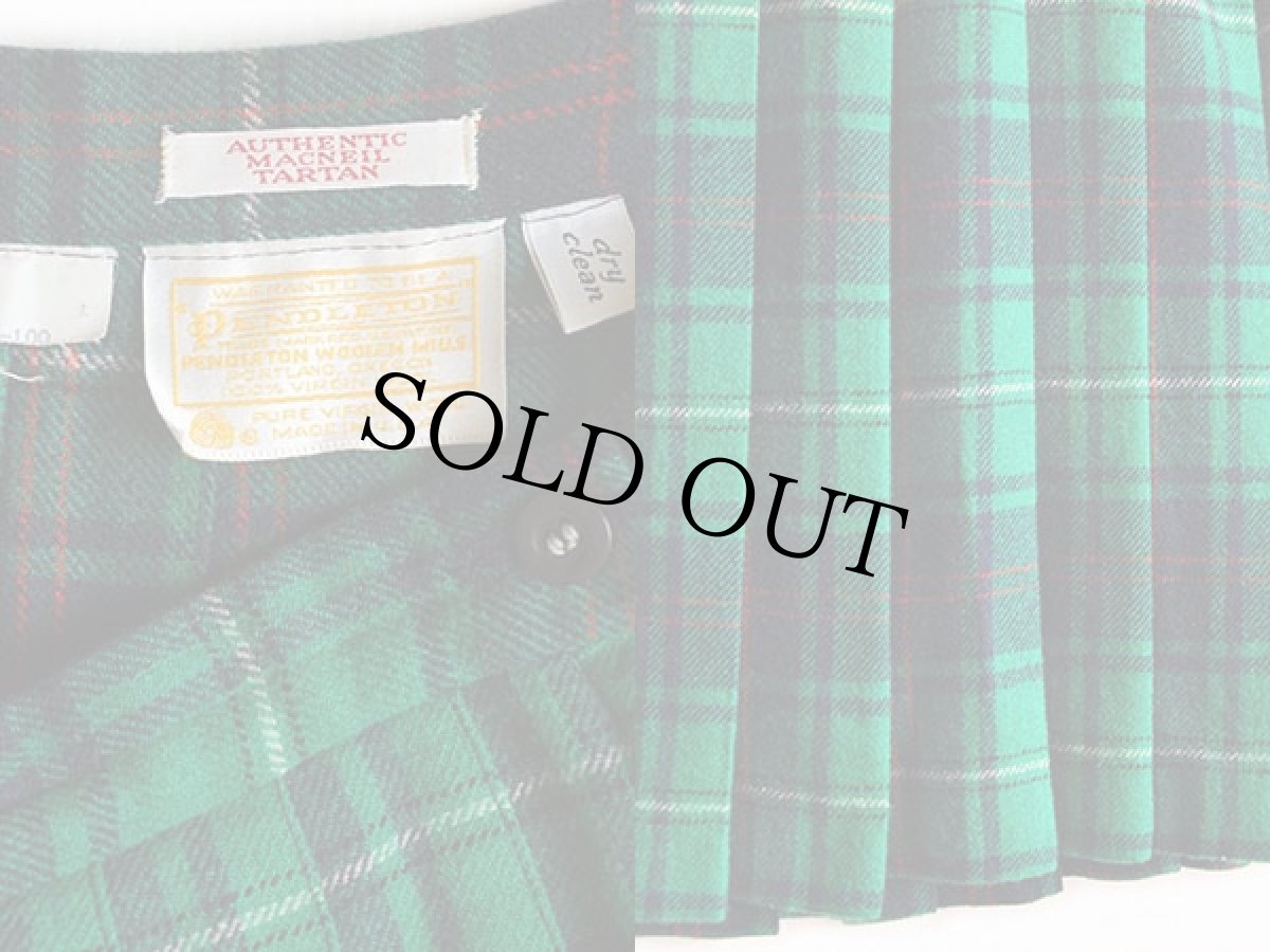 画像3: 70s USA製 PENDLETONペンドルトン タータンチェック ウール プリーツスカート (3)