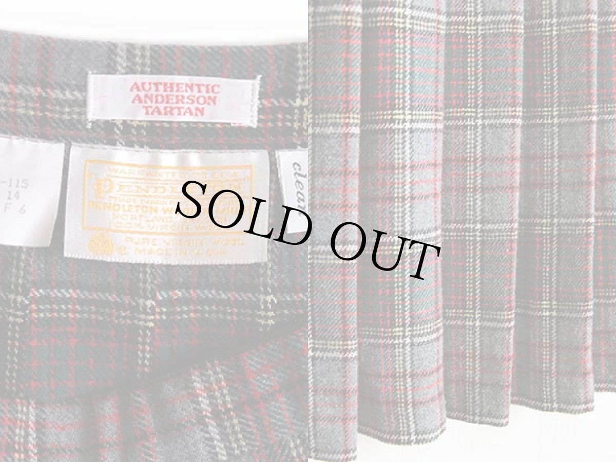 画像3: 70s USA製 PENDLETONペンドルトン タータンチェック ウール プリーツスカート 14  (3)