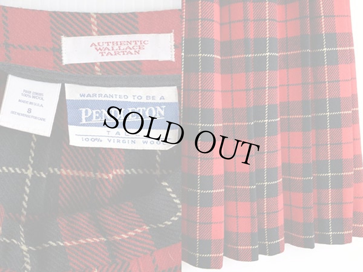 画像3: USA製 PENDLETONペンドルトン タータンチェック ウール プリーツスカート 8 (3)