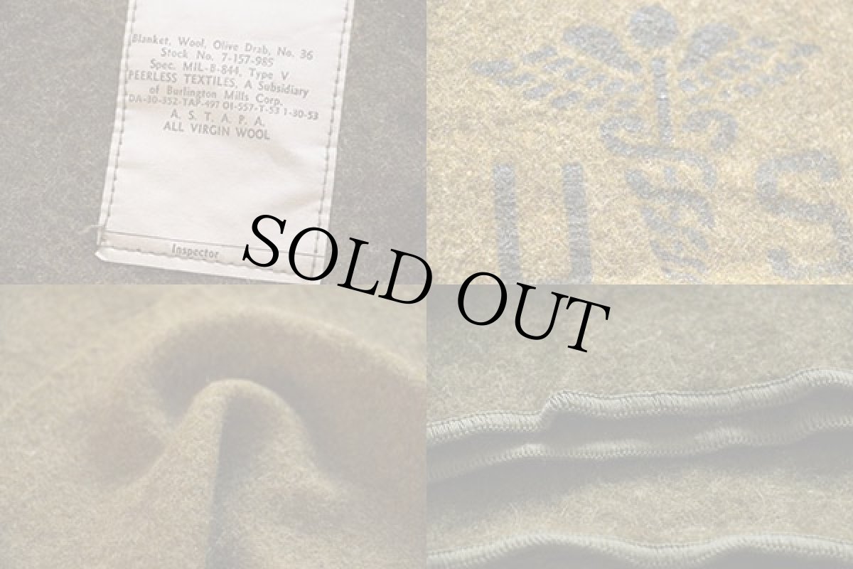 画像3: 50s 米軍 US メディカル ウール ブランケット オリーブドラブ (3)