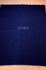 画像3: 50s 米軍 USAF ウール ブランケット 紺 (3)