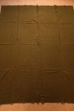 画像2: 50s 米軍 無地 ウール ブランケット オリーブドラブ (2)
