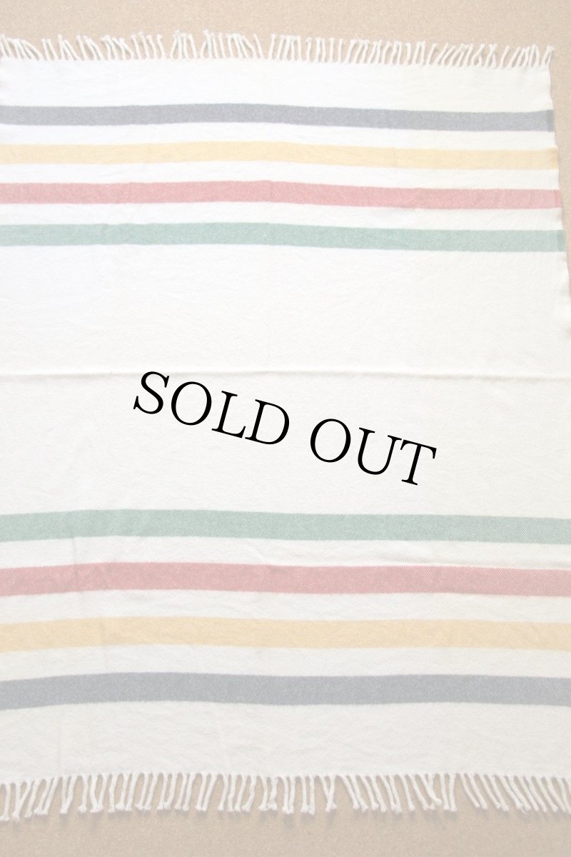 画像2: ビンテージ UNKNOWN マルチボーダー ウール ブランケット (2)