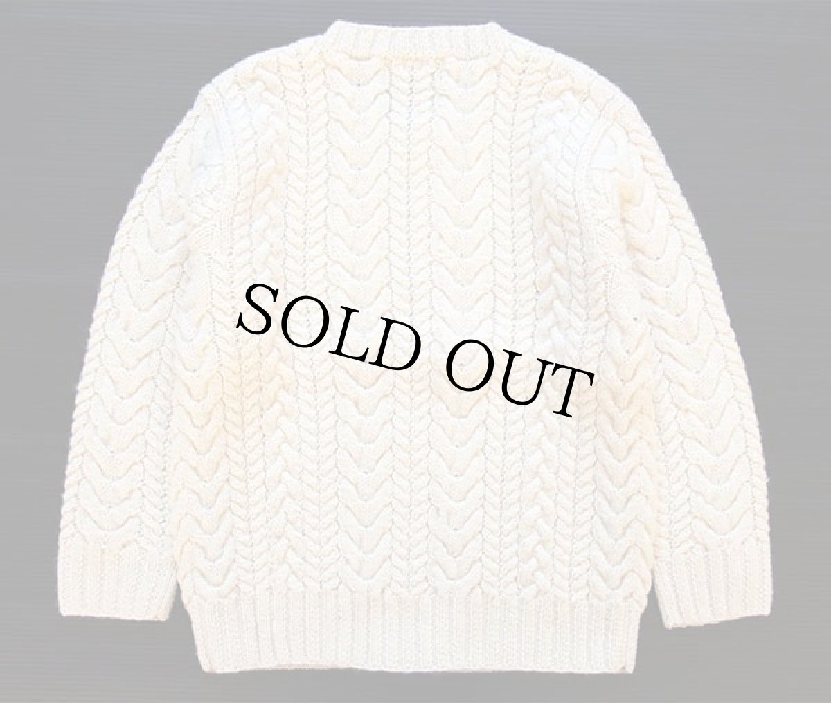 画像2: 00s RALPH ラルフローレン ケーブル編み ウール ハンドニット カーディガン ナチュラル S (2)