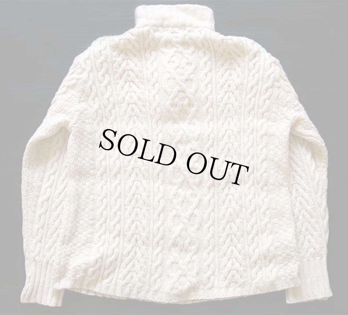 画像2: アイルランド製 aran crafts ハイネック ケーブル編み メリノウールニット セーター ナチュラル L★フィッシャーマン (2)