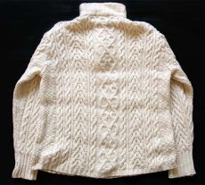 画像2: アイルランド製 aran crafts ハイネック ケーブル編み メリノウールニット セーター ナチュラル L★フィッシャーマン (2)