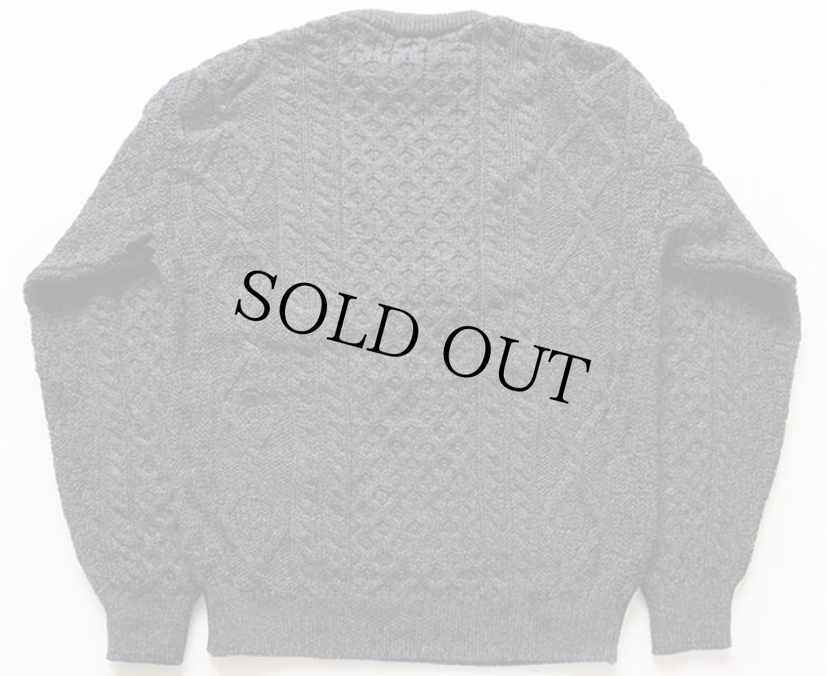 画像2: アイルランド製 aran crafts ケーブル編み ウールニット セーター チャコール M★フィッシャーマン (2)