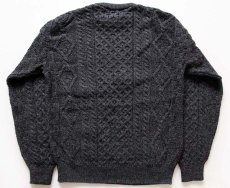 画像2: アイルランド製 aran crafts ケーブル編み ウールニット セーター チャコール M★フィッシャーマン (2)