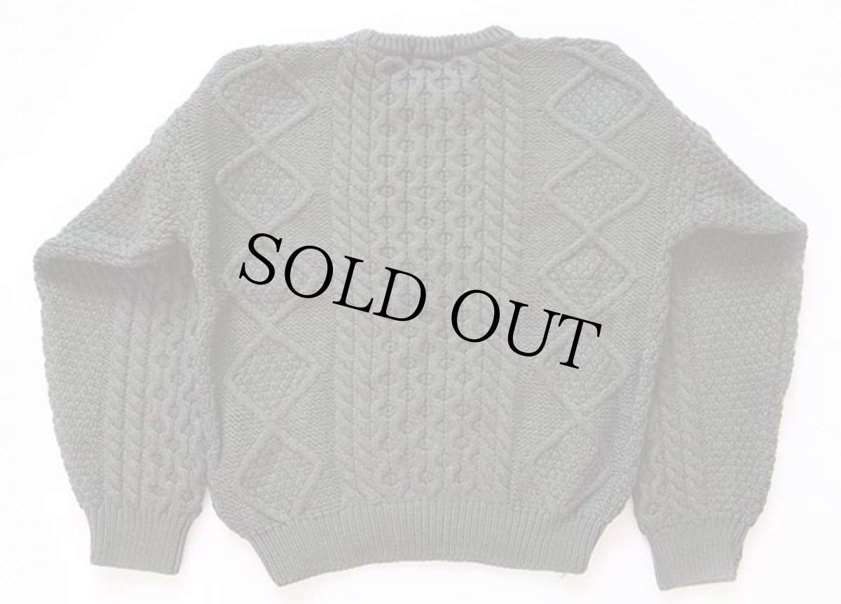 画像2: McKENNAS ケーブル編み ウールニット セーター 緑 L★フィッシャーマン (2)