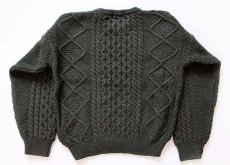 画像2: McKENNAS ケーブル編み ウールニット セーター 緑 L★フィッシャーマン (2)