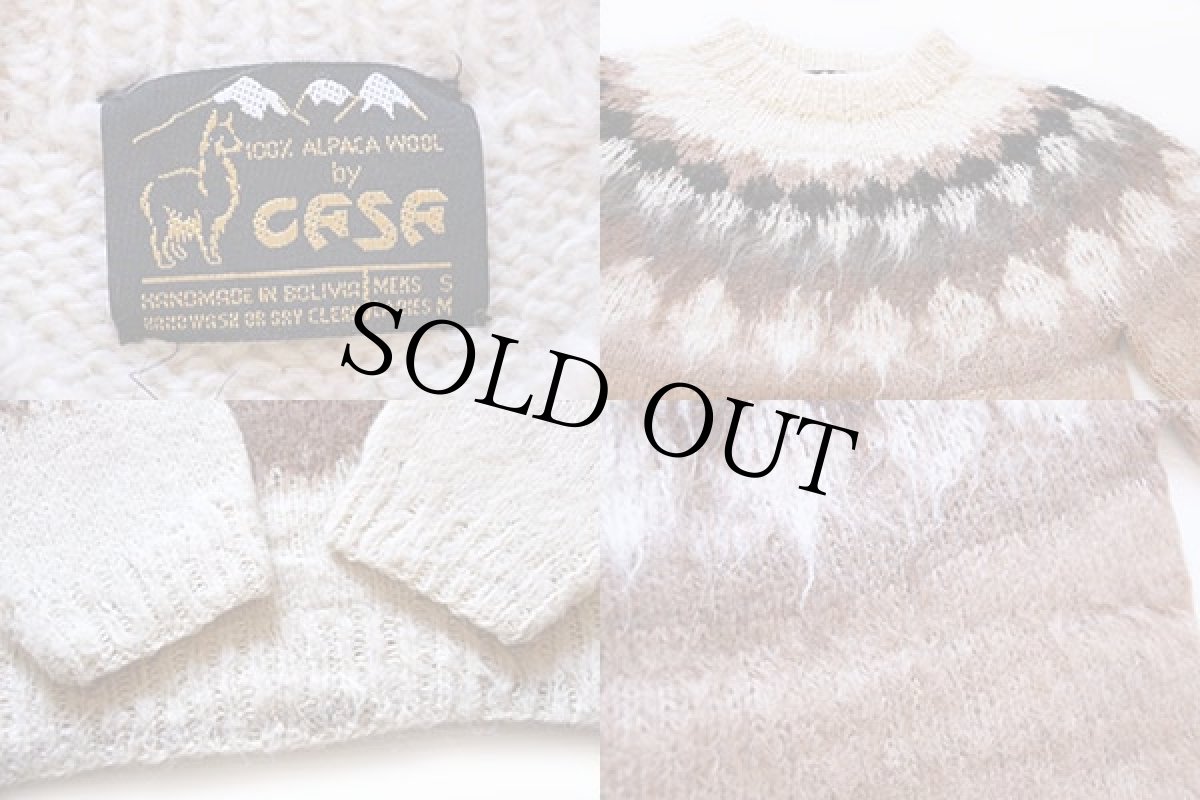 画像3: ボリビア製 CFSF 丸ヨーク ノルディック柄 アルパカ ハンドニット セーター M-S (3)