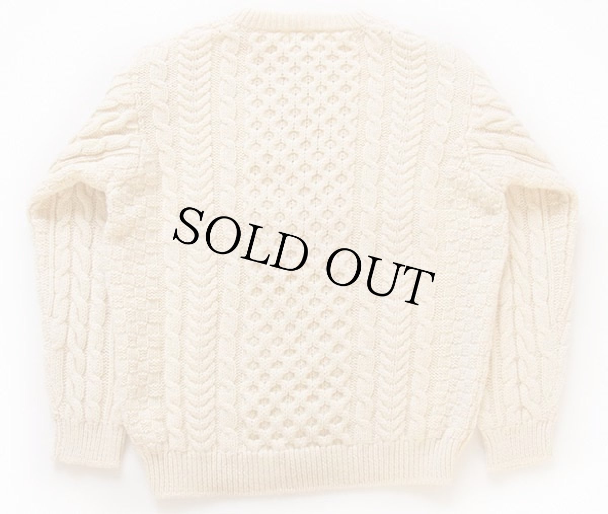 画像2: アイルランド製 L.L.Bean ケーブル編み ウールニット セーター ナチュラル XL★フィッシャーマン (2)