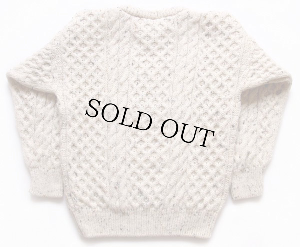 画像2: アイルランド製 GAELTARRA ケーブル編み ネップ入り ウールニット セーター ナチュラル★フィッシャーマン (2)