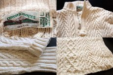 画像3: アイルランド製 aran crafts ハイネック ケーブル編み メリノウールニット セーター ナチュラル L★フィッシャーマン (3)