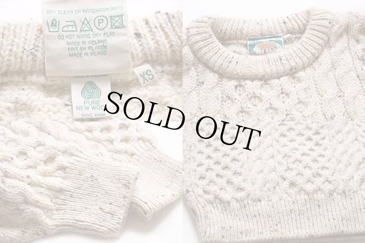 画像3: アイルランド製 GAELTARRA ケーブル編み ネップ入り ウールニット セーター ナチュラル★フィッシャーマン (3)