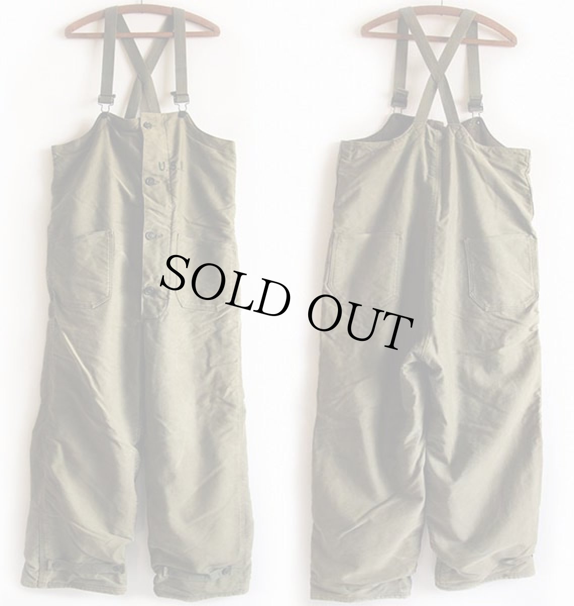 画像2: 40s 米軍 U.S.NAVY N-1 デッキパンツ オリーブドラブ M★オーバーオール (2)