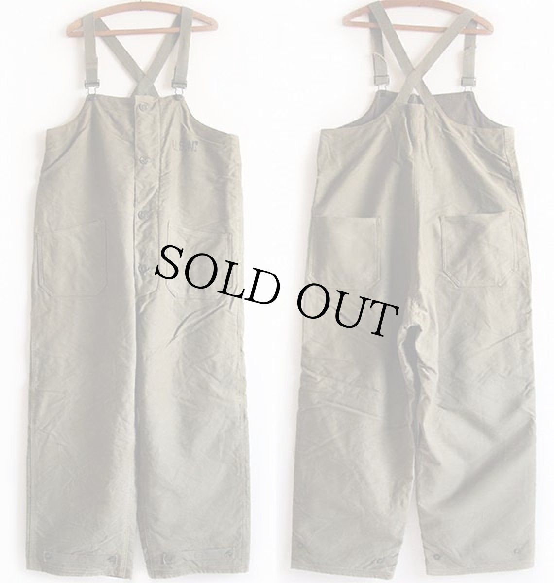 画像2: 40s 米軍 U.S.NAVY N-1 デッキパンツ オリーブドラブ M★オーバーオール (2)